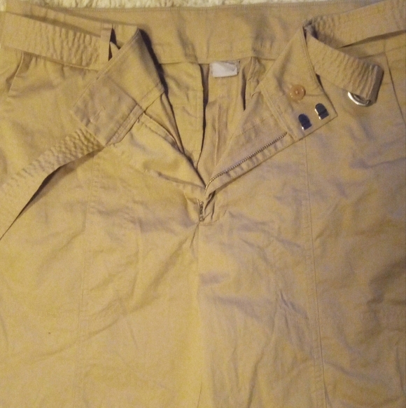 Chico's Lightweight Cotton Cropped Khakis Belted Waist Pockets Size 2.5 14 - Picture 8 of 9